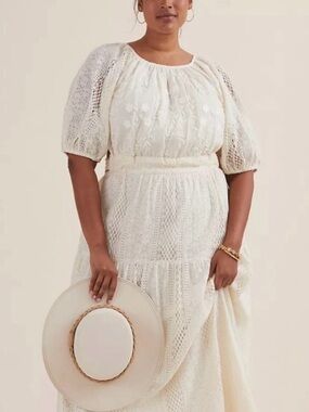 Anthropologie Verb Pallavi Singhee Agneza Lace Maxi Dress Cream Size 20W 2X